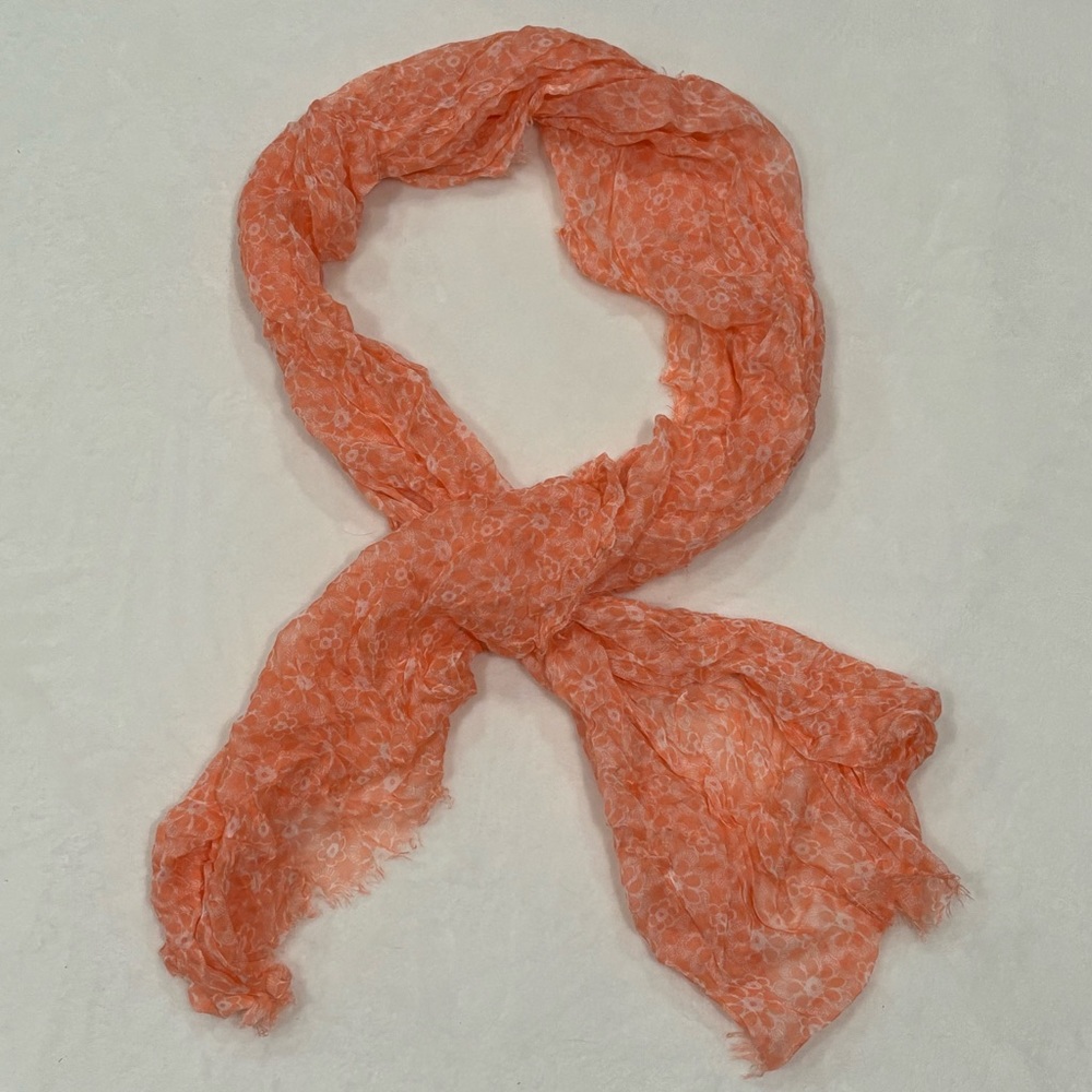 FOREVER 21 Women’s Lightweight Floral Chiffon Scarf / Wrap - orange, one-size